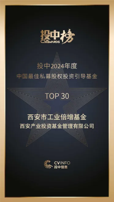 奮楫爭先，載譽前行⑤ || 西安市工業(yè)倍增引導基金榮登投中2024年度中國最佳私募股權投資引導基金TOP30榜單
